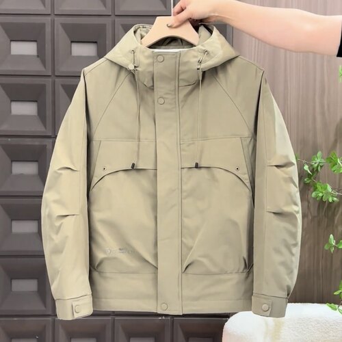 秋冬新款时尚工装连帽棉服外套男