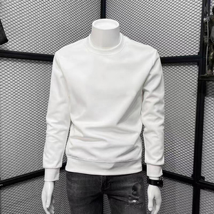 圆领内搭打底衫 秋季 潮流重磅修身 卫衣男青年韩版 纯色简约百搭长袖
