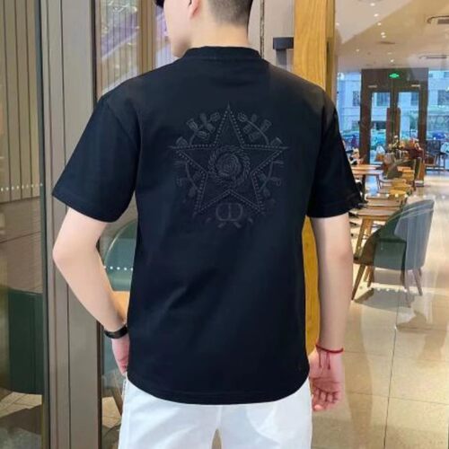 夏季新款刺绣圆领修身短袖T恤男