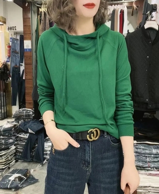 欧洲站2025冬新款双面绒连帽内搭卫衣女百搭保暖德绒打底上衣帽衫