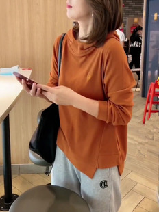 2025冬季新款不规则双面德绒连帽卫衣女宽松百搭加厚保暖上衣帽衫