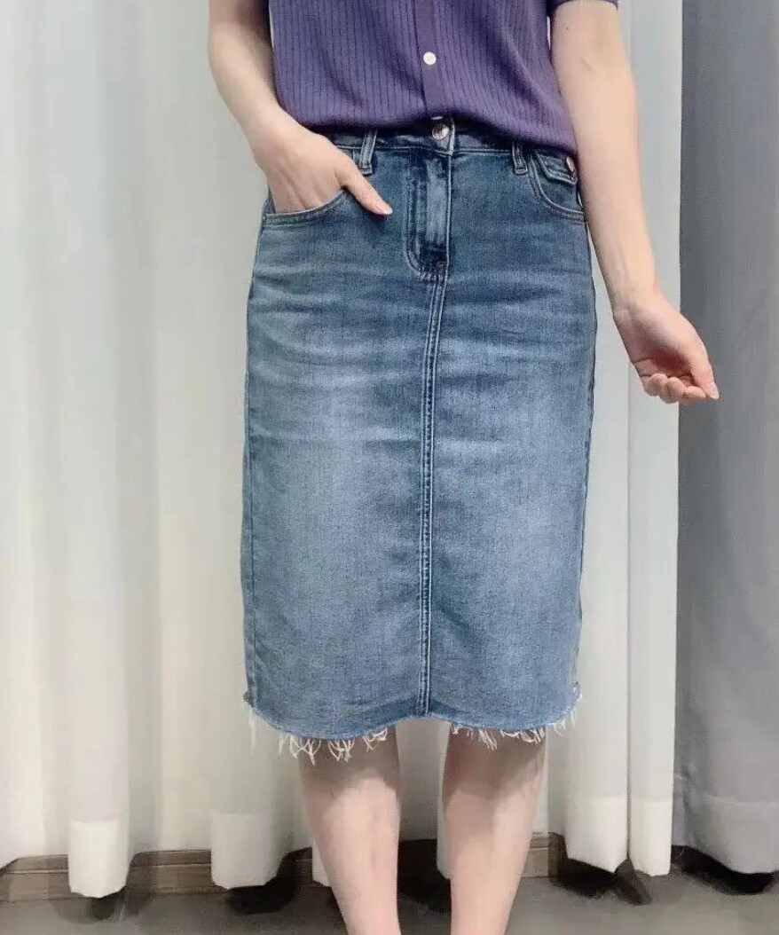 网红同款开叉半身裙女2026夏季新款须须边牛仔裙高腰中长款包臀裙
