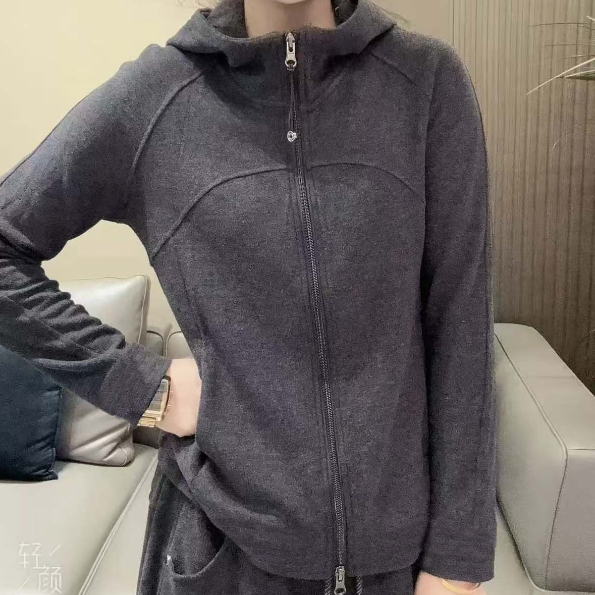 保暖双面澳绒长袖连帽上衣女卫衣