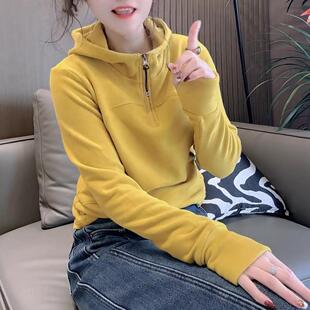 网红同款连帽双面德绒卫衣女2025冬新款百搭加厚保暖内搭上衣帽衫