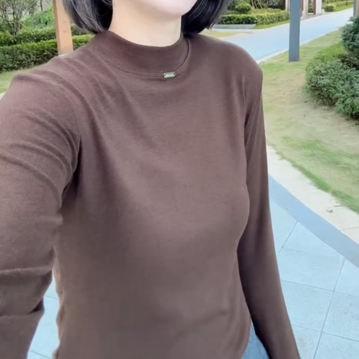 通勤百搭长袖小立领上衣女打底衫