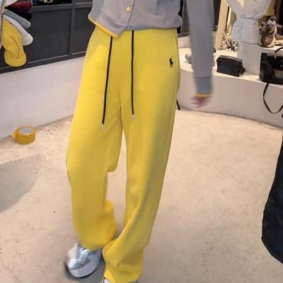 加绒加厚直筒休闲裤女2025冬新款通勤百搭宽松显瘦松紧腰长裤卫裤