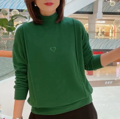 2025冬季新款长袖双面德绒高领上衣打底衫女百搭加厚保暖内搭卫衣