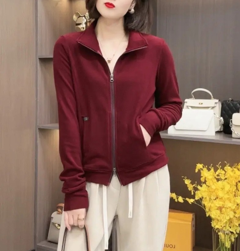 2025冬季新款长袖双面德绒立领开衫女百搭显瘦加厚保暖双拉链上衣