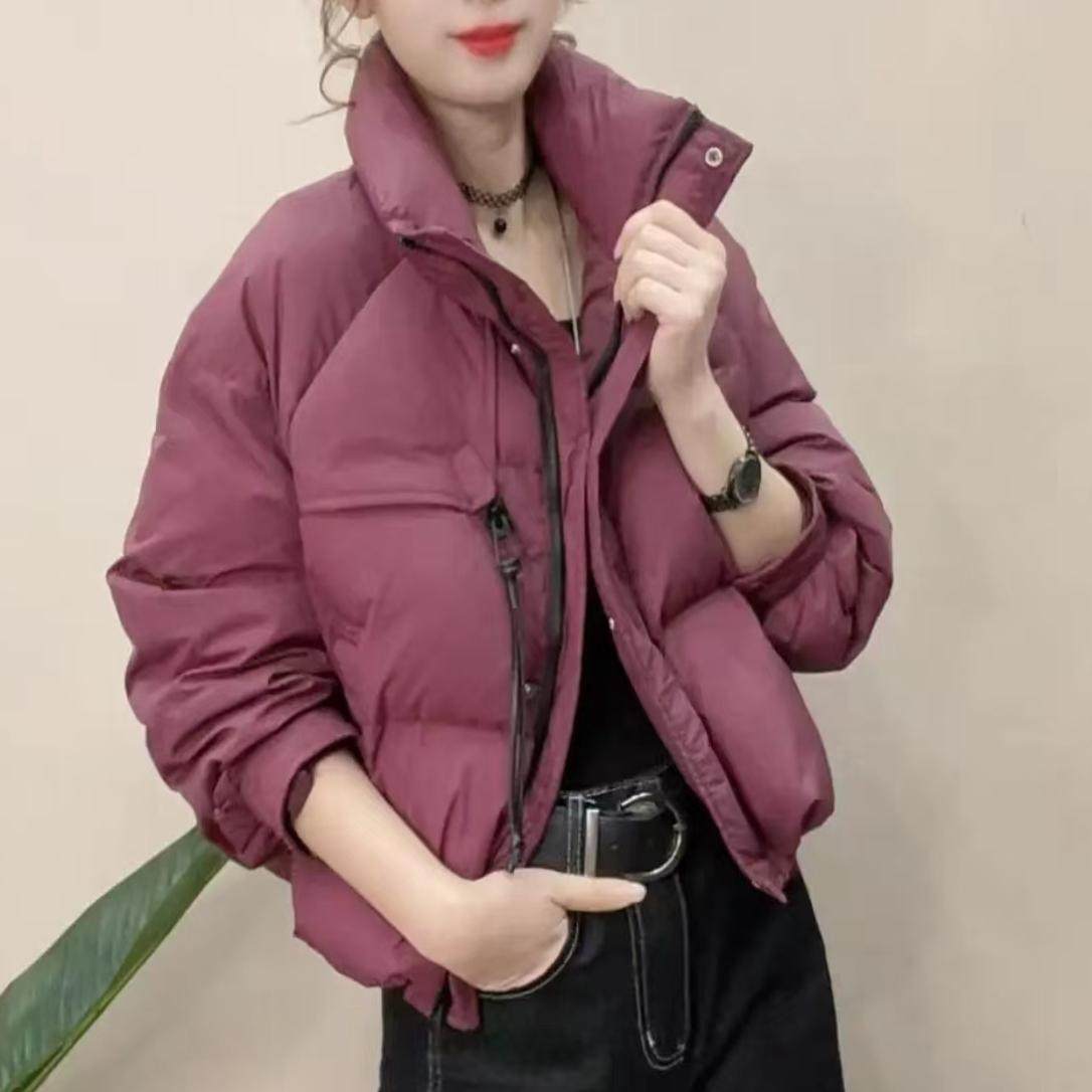 立领羽绒服女2025冬季新款韩版时尚短款面包服设计感保暖百搭外套