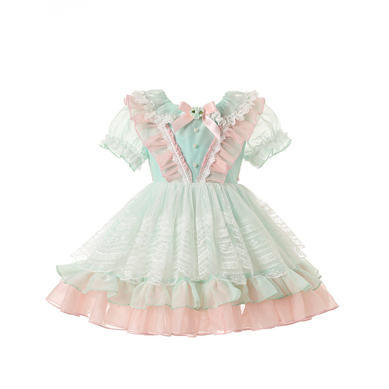 外贸女童洛丽塔公主裙春夏新洋气连衣裙蓬蓬裙女宝宝周岁生日礼服