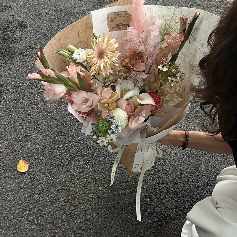 悦木 手工红花宣纸花瓣纸高级感干花瓣手撕纸花束花艺diy包装材料