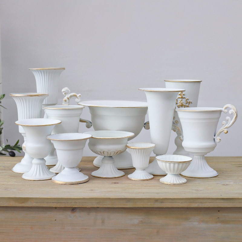 复古白色花器法式花翁婚庆宴会