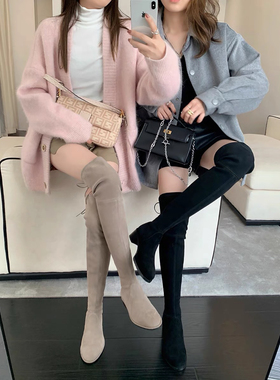 过膝长靴女厚底2025春季新款高筒爆款马丁靴子粗腿瘦瘦靴子长筒靴