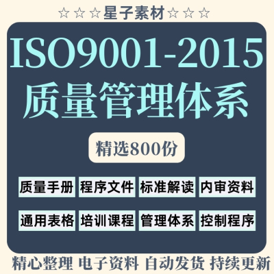 iso9001质量管理体系手册程序文件表格模版标准解读内审资料电子