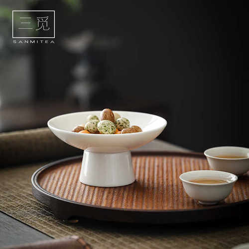 半手工德化茶点盘羊脂玉陶瓷日式