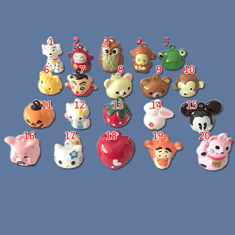 生肖招财猫卡通可爱纯铜小铃铛diy饰品配件会响动物宠物狗猫彩色