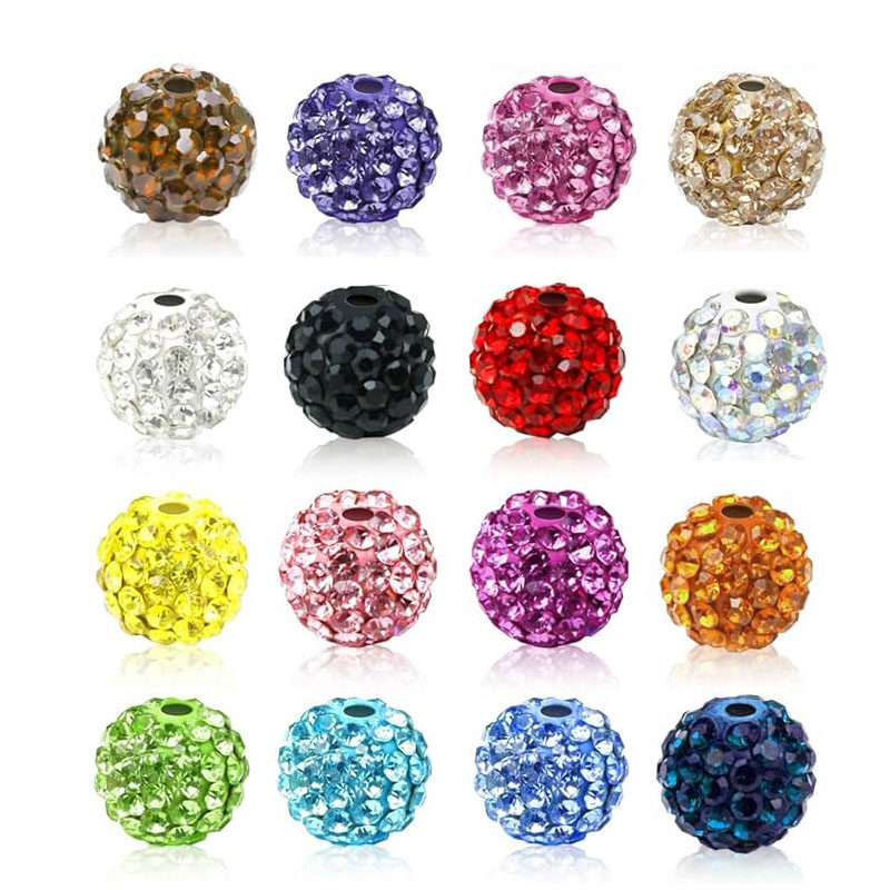 DIY配件软陶泥球香巴拉散珠满钻水钻球6排10mm饰品香巴拉珠子
