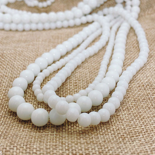 瓷白玻璃圆珠 diy饰品配件串珠材料散珠子玉珠人造水晶珠子