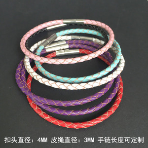 3D硬金真牛皮手链男diy黄金路路通红绳转运珠手串金饰品女流行