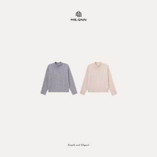 52T1730 山羊绒羊毛老钱半高领纽扣针织毛衣 Q姐 时光交叠