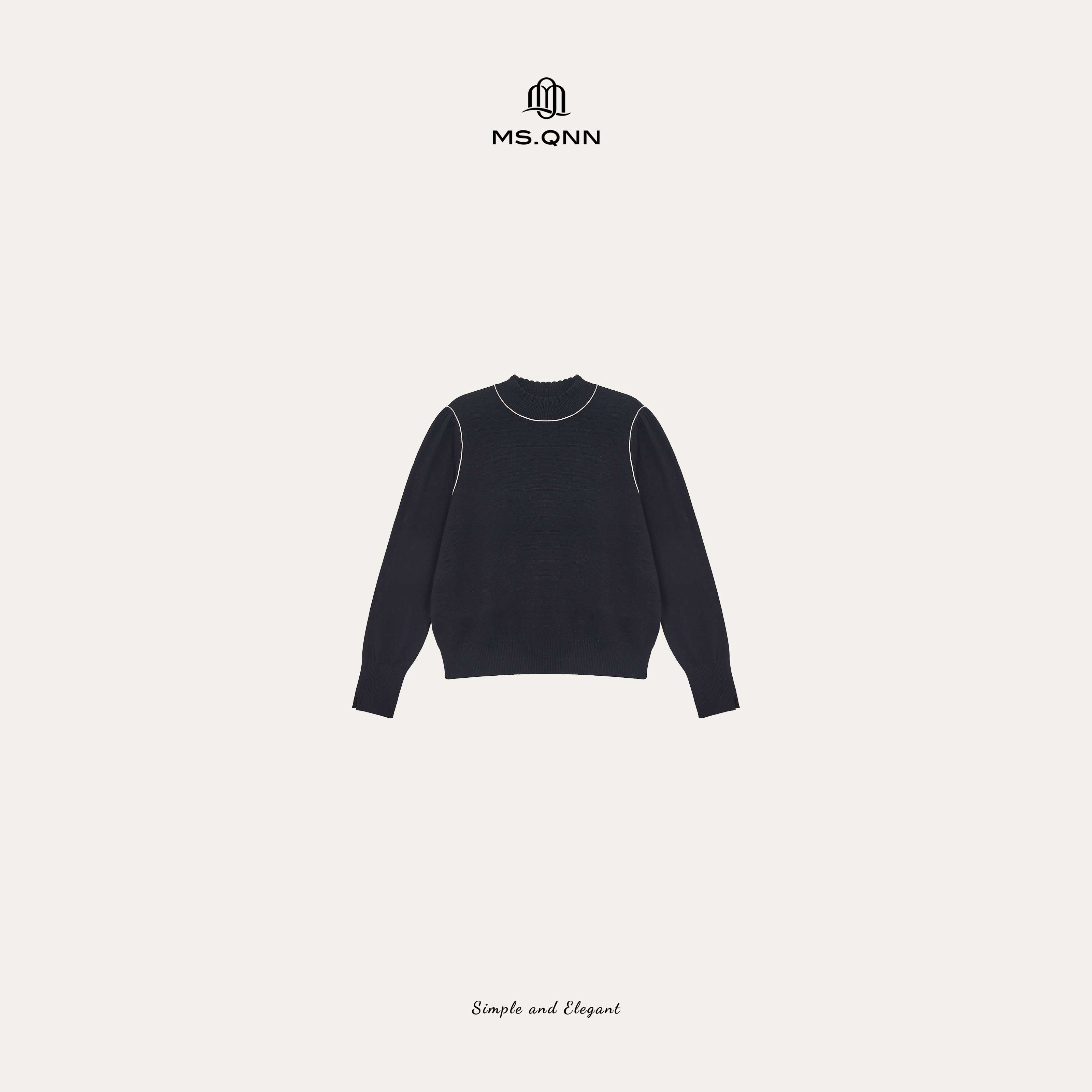 Q姐“线条”100绵羊毛精纺高支气质款针织上衣 52T156