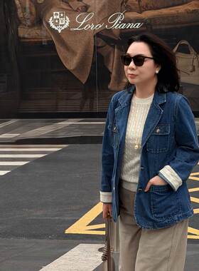 Q姐 老钱系列“R*L丹宁”重磅棉拼苎麻老钱风牛仔外套 53C108
