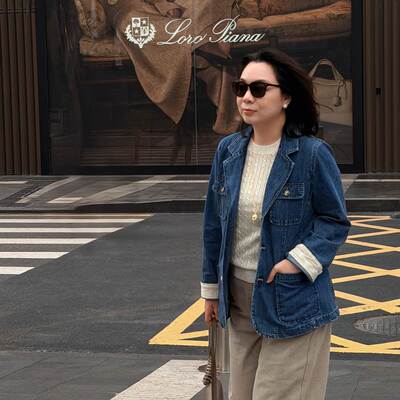 Q姐 老钱系列“R*L丹宁”重磅棉拼苎麻老钱风牛仔外套 53C108