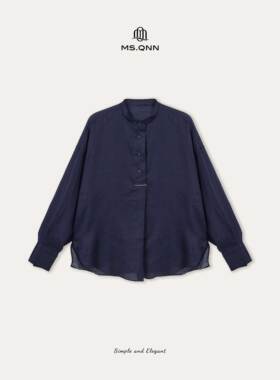 Q姐老钱“Ji简廓形”100苎麻B*C立裁简约衬衫上衣 53T569