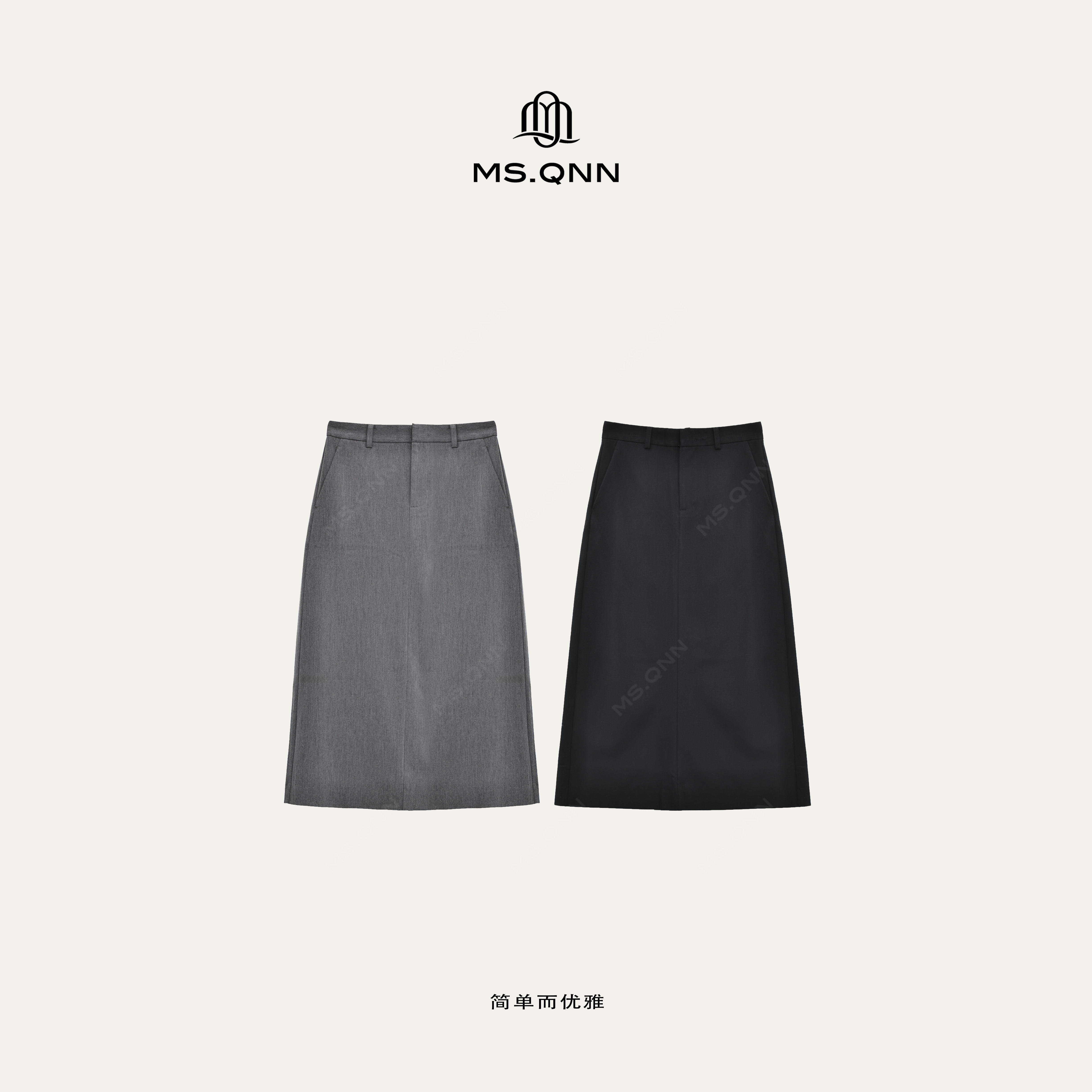 “休闲美学” 法式高级感高腰直筒半身裙春夏 39P139 Q姐