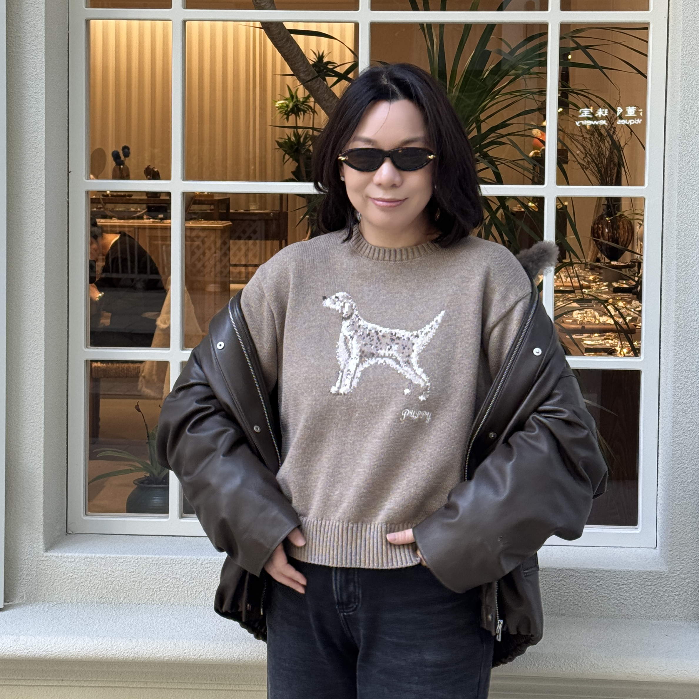 Q姐“治愈系”R*L系列全棉嵌花英国塞特犬针织衫 52T1099