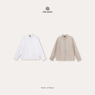 上衣 Q姐 朦胧感定制醋酸花边对丝衬衫 烟云 53C357 静奢系列