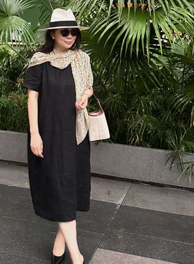 Q姐“立夏”100%亚麻极简老钱宽松纸片人连衣裙 39D1523
