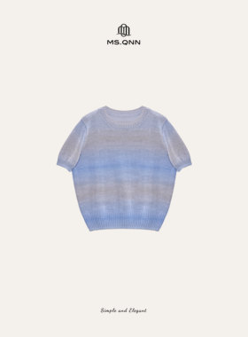 Q姐“春晓”渐变色晕染圆领和纸纱针织显瘦上衣 39T1307