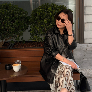 意大利头层羊皮油蜡摔纹嵌丝皮衣 P家 53C317 老钱系列 Q姐