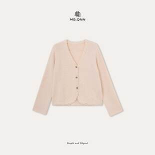 重工立体钩花V领针织开衫 Q姐 重磅钩花 系列 53C102 法式