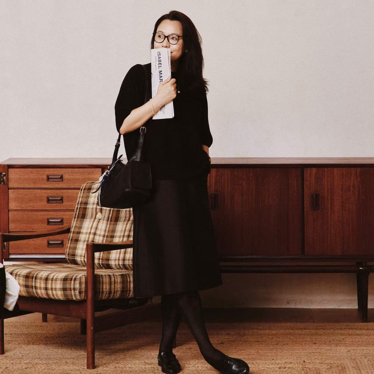 Q姐“优雅质感”43MM重磅斜纹羊毛莱赛尔显瘦A字半身裙 52P277