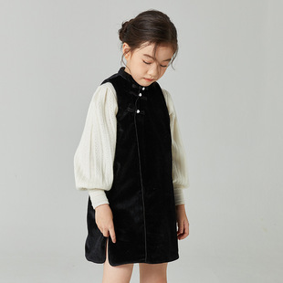 品牌女童针织毛衣秋冬款儿童羊毛衫木耳边上衣泡泡袖甜美打底衫