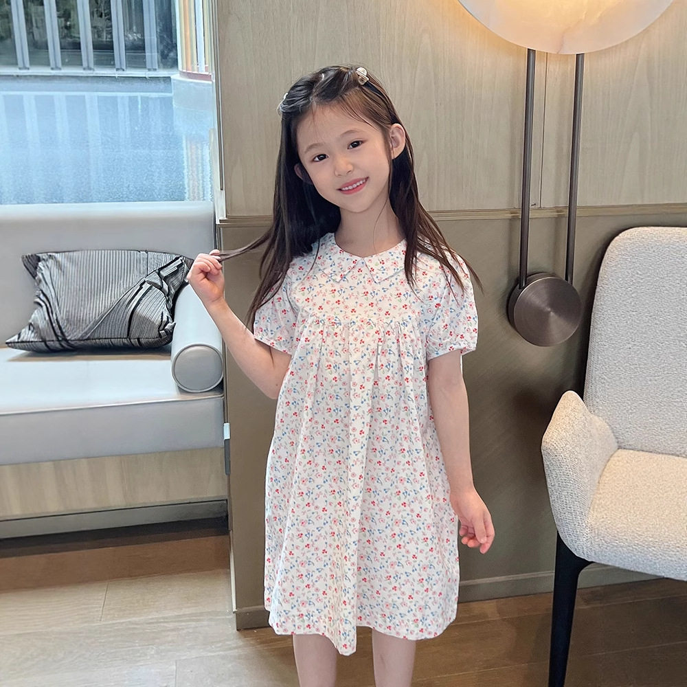 品牌童装女童碎花连衣裙洋气2025新款儿童裙子夏季女孩纯棉公主裙