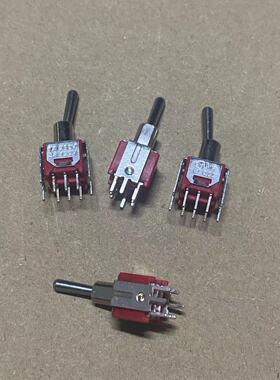 台湾德利威Q22钮子开关6脚2档摇臂开关1A250V尺寸9*8.2针脚带支架