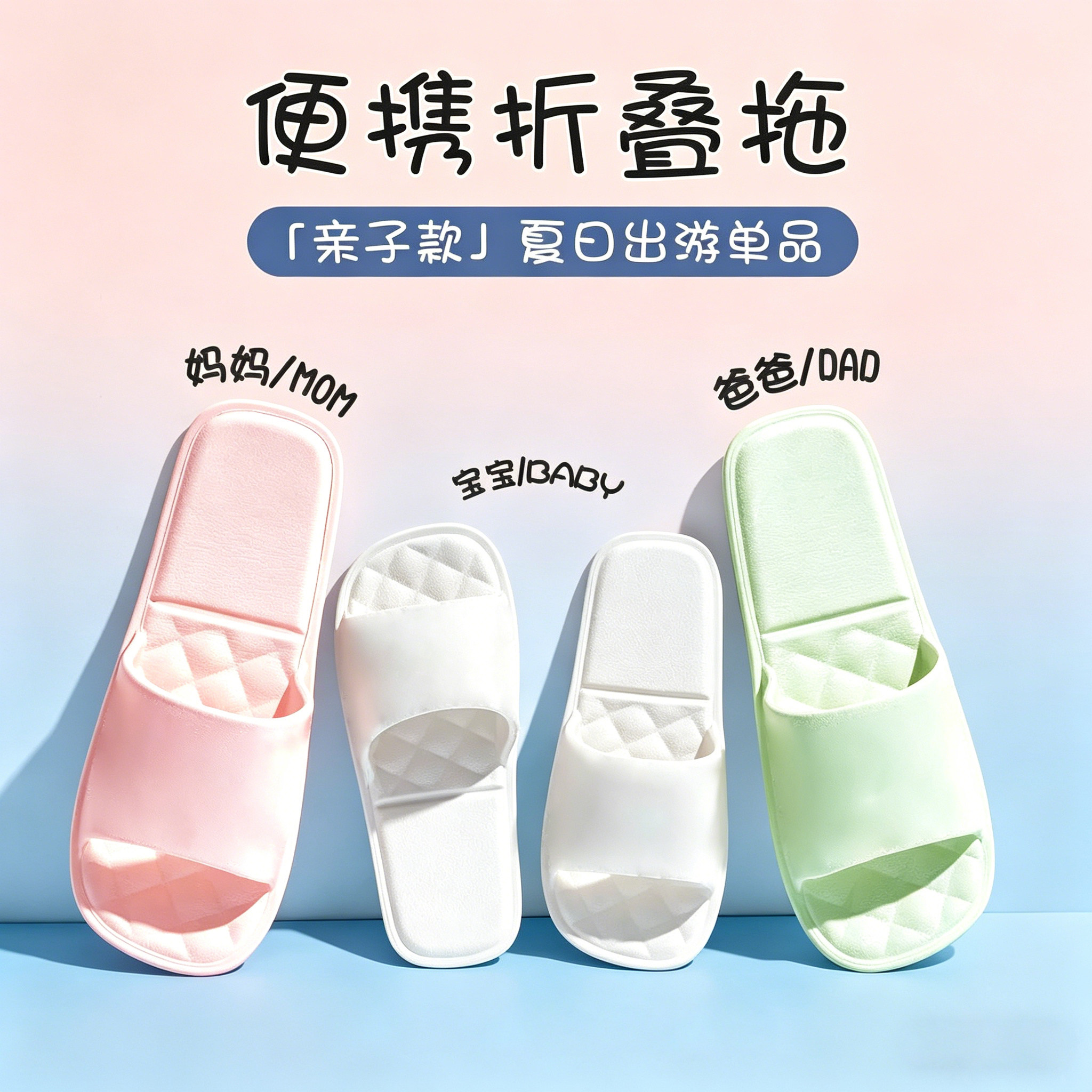 中大童亲子可折叠旅行拖鞋女旅游防滑度假酒店洗澡客人一次性凉拖