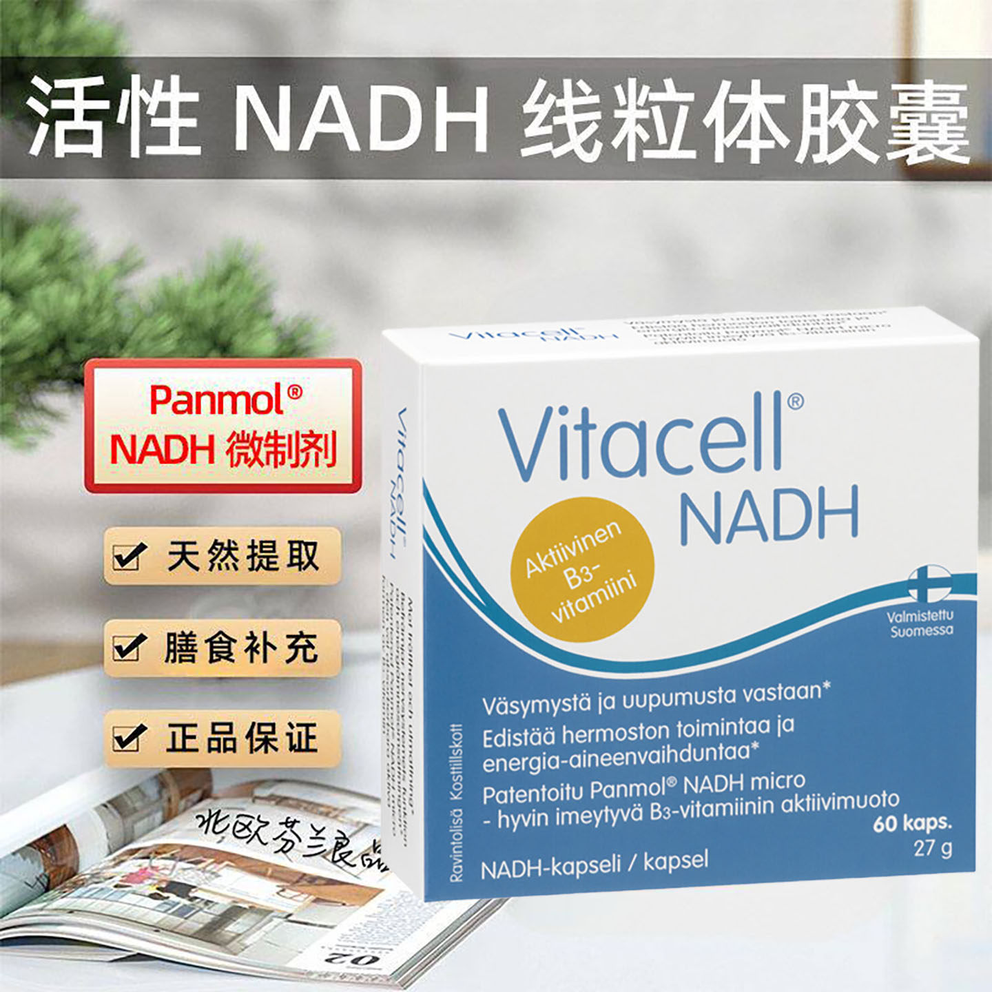 芬兰专利活性NADH线粒体胶囊烟酰胺腺嘌呤二核苷酸烟酰胺前体营养