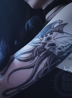 MW原创纹身贴 克苏鲁崇拜·幼年克苏鲁  复古暗黑另类防水纹身贴