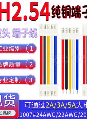 XH2.54端子线 22/20/18AWG纯铜大电流接插头连接线2/3/45/6/8/10P
