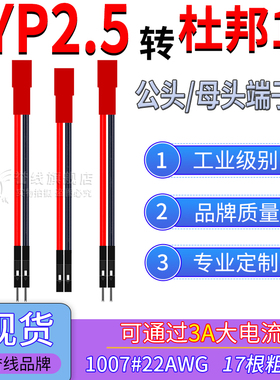 SYP2.5母头转杜邦1P端子线 22AWG大电流公母转换线JST-2P红色壳子