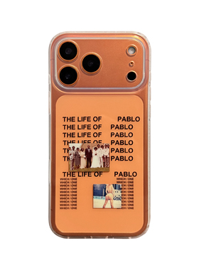 KANYE侃爷The Life of Pablo原创双层印花IMD小众透明手机壳适用于iPhone17ProMax橙色精孔全包拍照键气囊条
