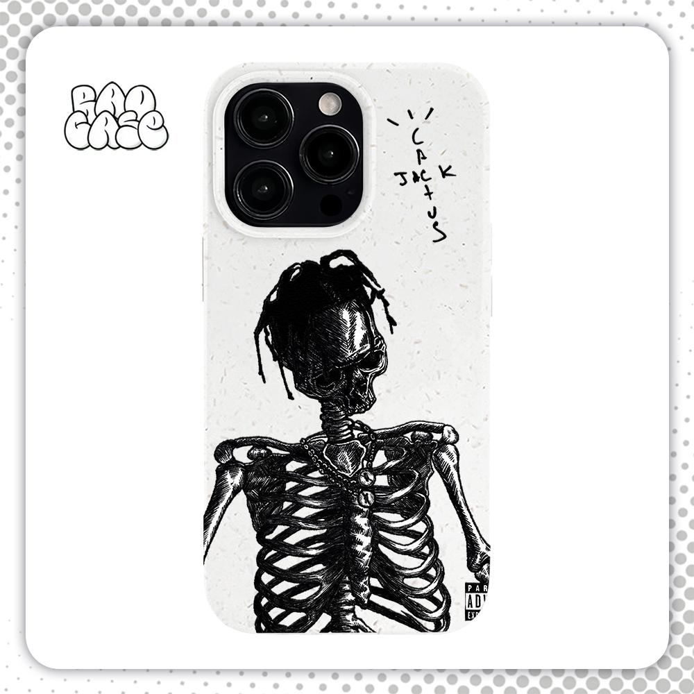 Travis scott骷髅潮牌适用苹果14ProMax可降解壳环保软壳手机壳iPhone13高级感12