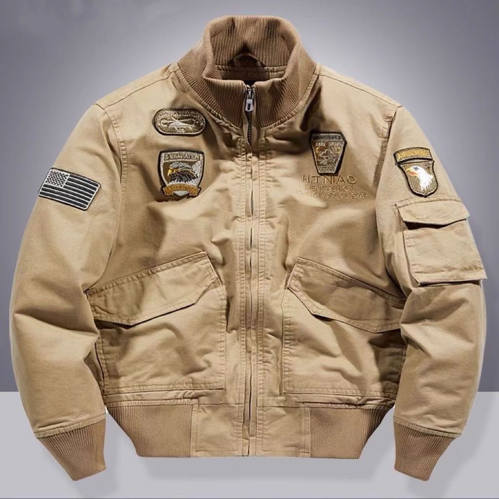 美式复古秋冬季加绒飞行员夹克