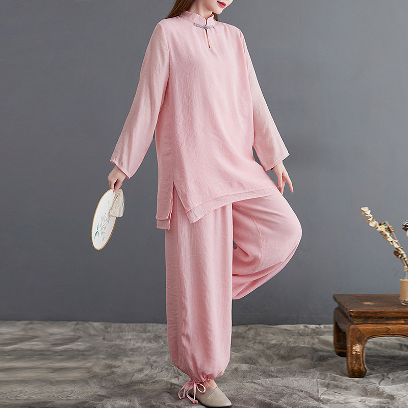 BUDDHIST ZEN WOMENS CLOTHES COTTON AND LINEN TANG CLOTHES CHINESE STYLE LAYMAN CLOTHES WOMENS WHITE MEDITATION CLOTHES ZEN CLOTHES WOMENS TEA CLOTHES