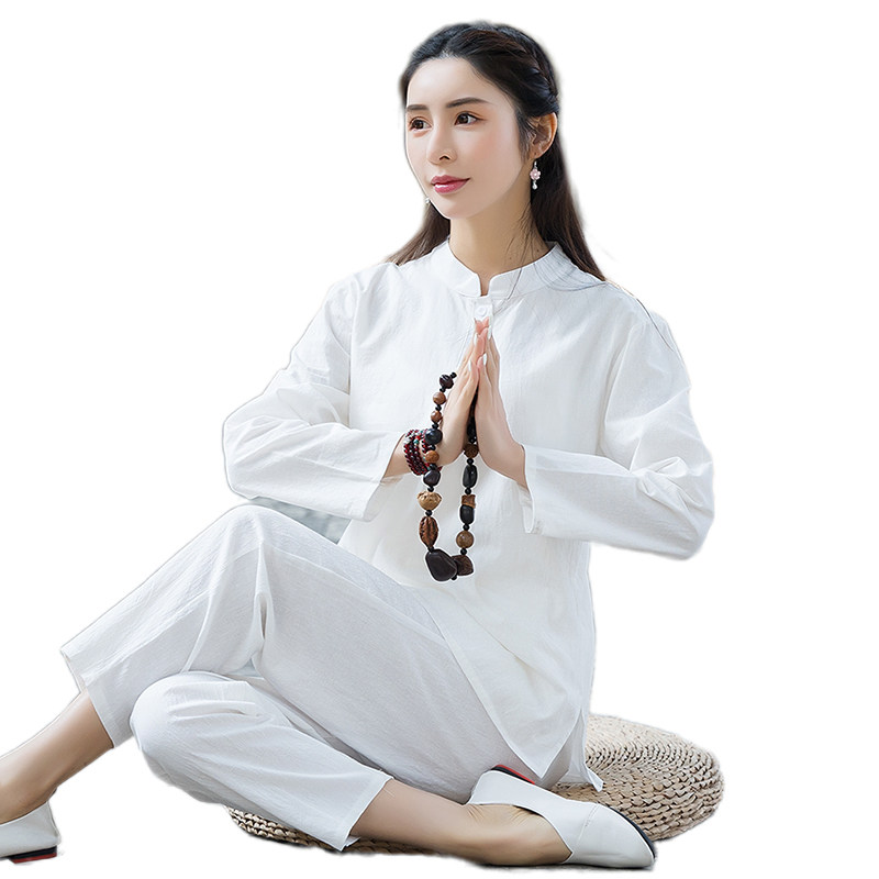 PLAIN CLOTHES ZEN CLOTHES IMPROVED LAY CLOTHES TAI CHI CLOTHES BUDDHIST ZEN WOMENS CLOTHES COTTON AND LINEN TANG CLOTHES CHINESE STYLE TEA CLOTHES WOMENS SUITS