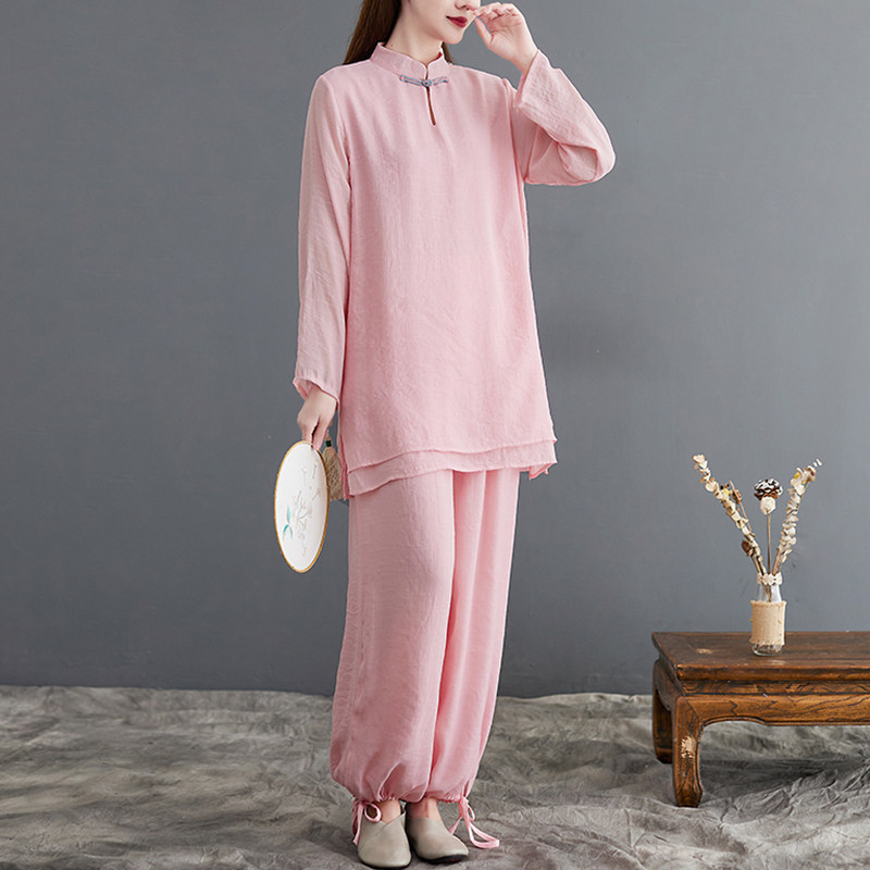 BUDDHIST ZEN WOMENS CLOTHES COTTON AND LINEN TANG CLOTHES CHINESE STYLE LAYMAN CLOTHES WOMENS WHITE MEDITATION CLOTHES ZEN CLOTHES WOMENS TEA CLOTHES
